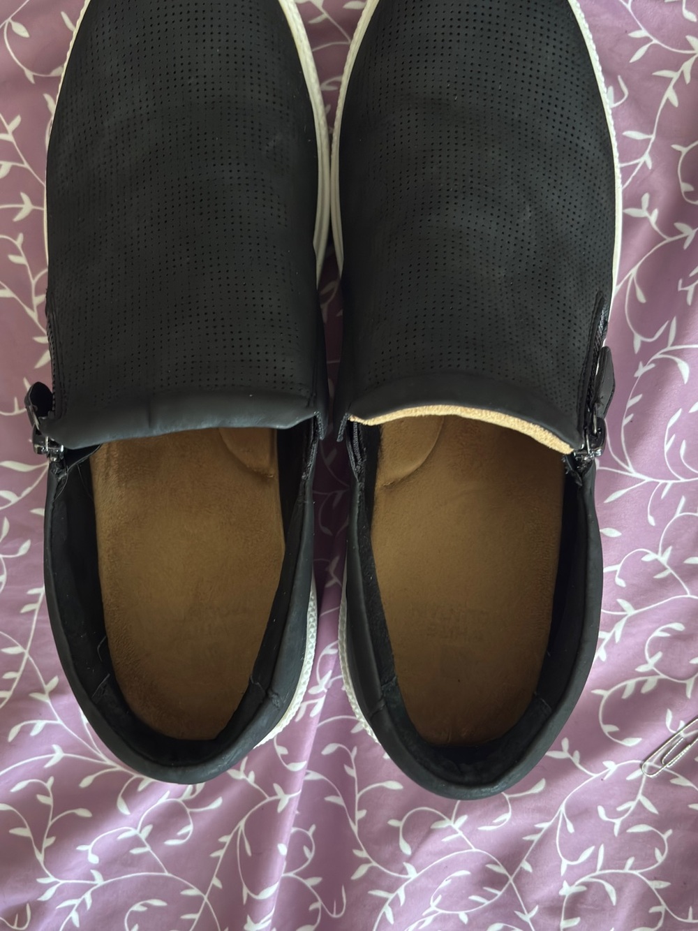 Black Perforated Slip-On Sneakers